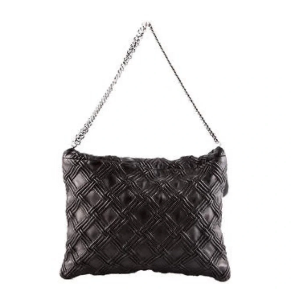 Chanel Bag  Large Walk of Fame  Black Silver clutch or chain Fits LAPTOP - Picture 10 of 16